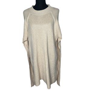Lane Bryant Women's Poncho Knit Cape Sweater‎ Beige No Sleeves Sz 14/20